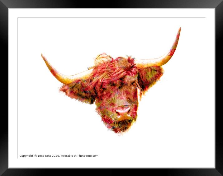 The Colourful Highland Cow Framed Mounted Print by Inca Kala