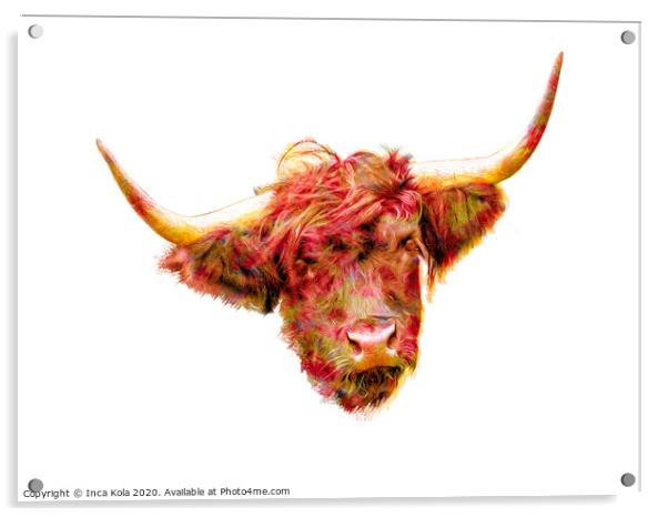 The Colourful Highland Cow Acrylic by Inca Kala