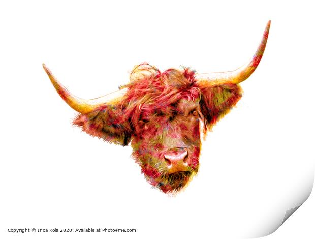 The Colourful Highland Cow Print by Inca Kala