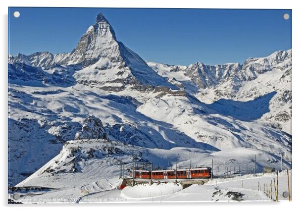 Matterhorn and mountain railway Acrylic by David Mather