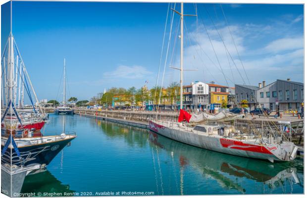 Yacht moored at quay in La Rochelle, France Canvas Print by Stephen Rennie