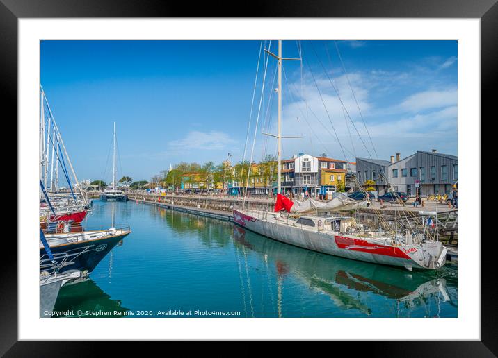 Yacht moored at quay in La Rochelle, France Framed Mounted Print by Stephen Rennie