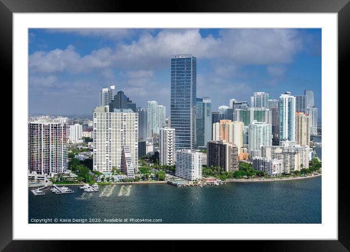 Miami Skyline  Framed Mounted Print by Kasia Design