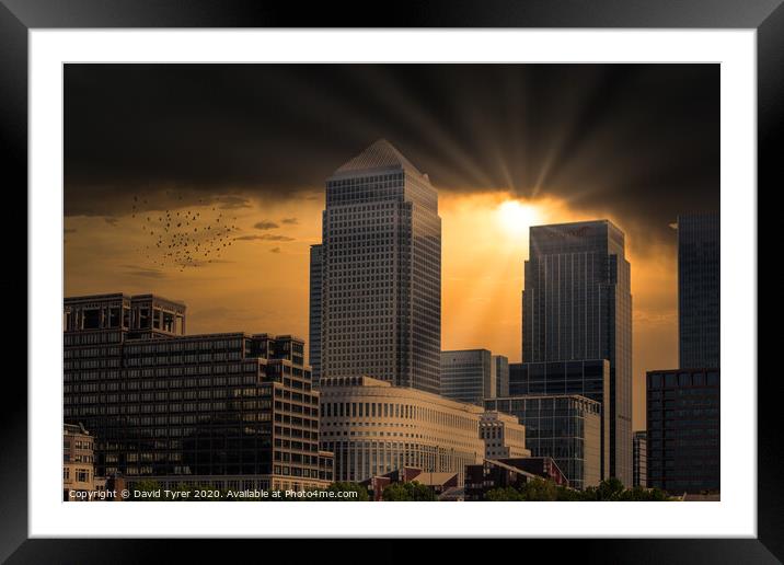 Canary Wharf - London Framed Mounted Print by David Tyrer