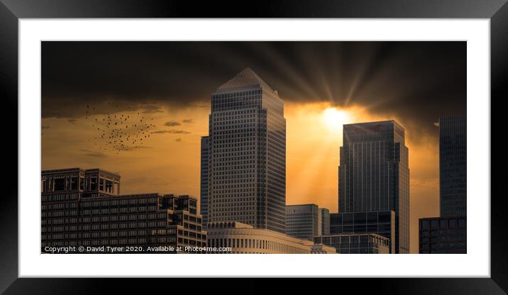 Canary Wharf - London Framed Mounted Print by David Tyrer