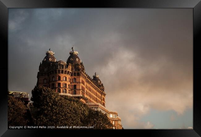 The Grand Hotel Scarborough in the clouds Framed Print by Richard Perks