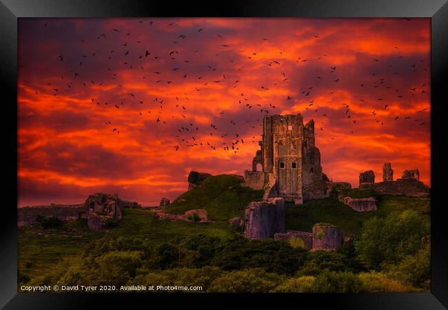 Haunting Echoes at Corfe Castle Framed Print by David Tyrer