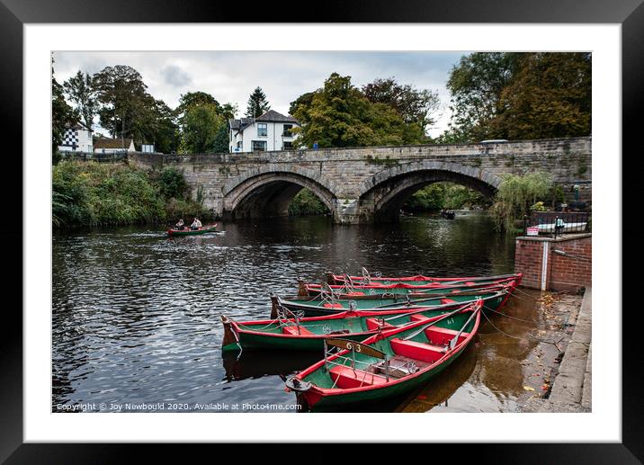 Rowing Boats tied up on Riverside Framed Mounted Print by Joy Newbould
