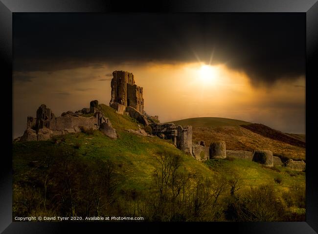 Corfe Castle Framed Print by David Tyrer