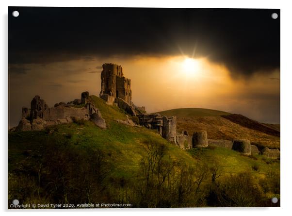 Corfe Castle Acrylic by David Tyrer