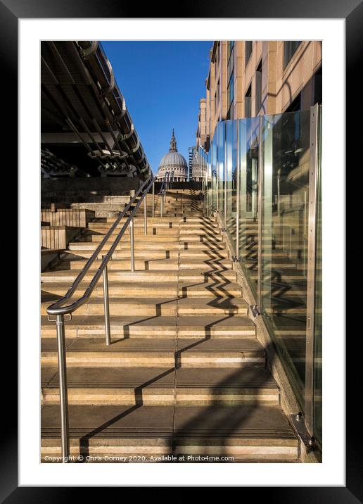Steps Leading up to St. Pauls Cathedral Framed Mounted Print by Chris Dorney
