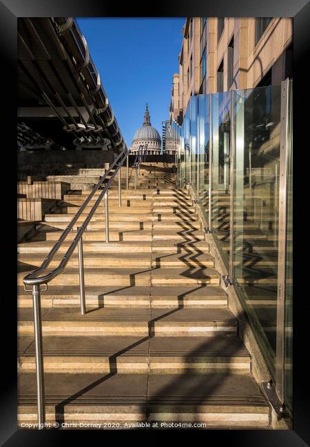 Steps Leading up to St. Pauls Cathedral Framed Print by Chris Dorney