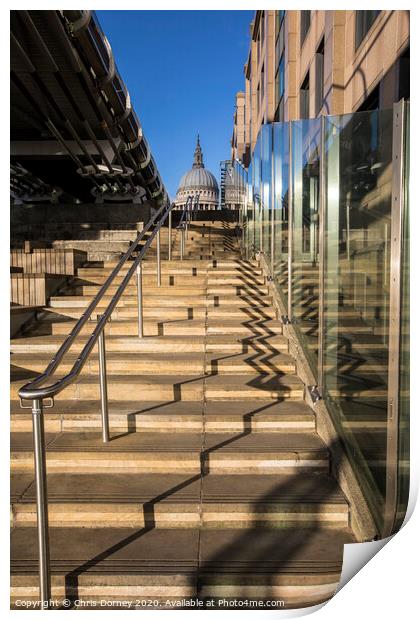 Steps Leading up to St. Pauls Cathedral Print by Chris Dorney