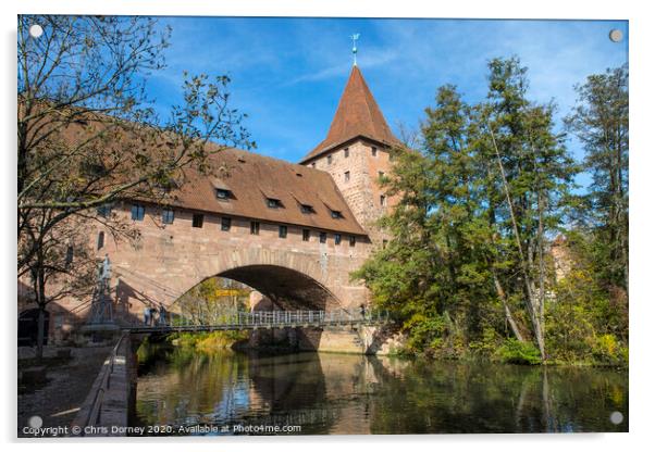 Chain Bridge in Nuremberg Acrylic by Chris Dorney