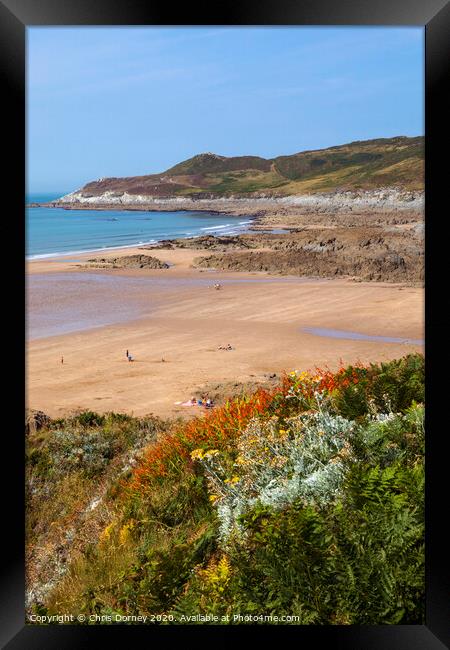 Barricane Beach in North Devon Framed Print by Chris Dorney
