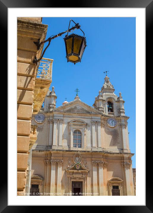 St. Pauls Cathedral in Mdina Framed Mounted Print by Chris Dorney