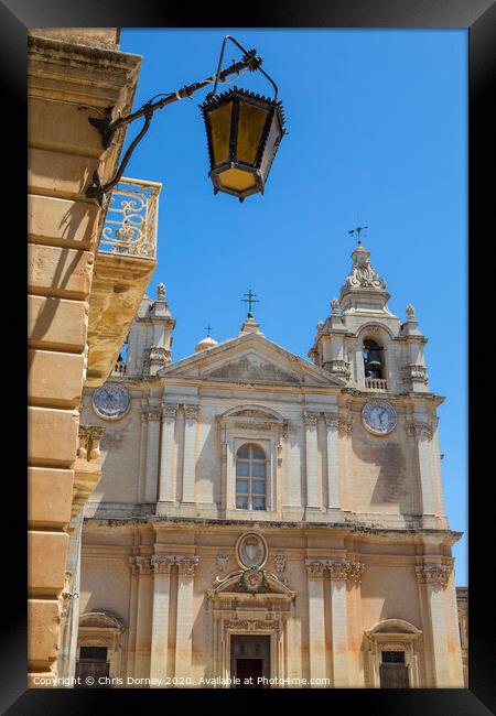 St. Pauls Cathedral in Mdina Framed Print by Chris Dorney