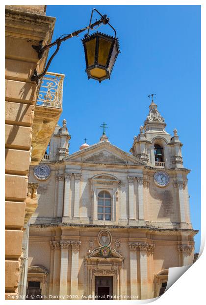 St. Pauls Cathedral in Mdina Print by Chris Dorney