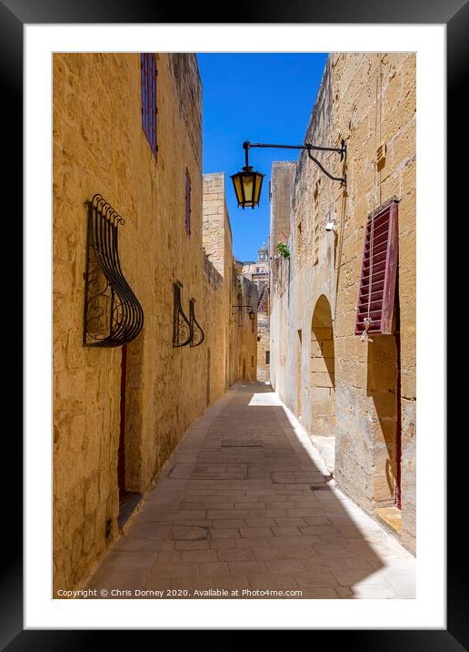 Narrow Streets in Mdina Framed Mounted Print by Chris Dorney
