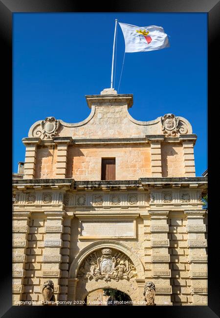 Main Gate of Mdina in Malta Framed Print by Chris Dorney