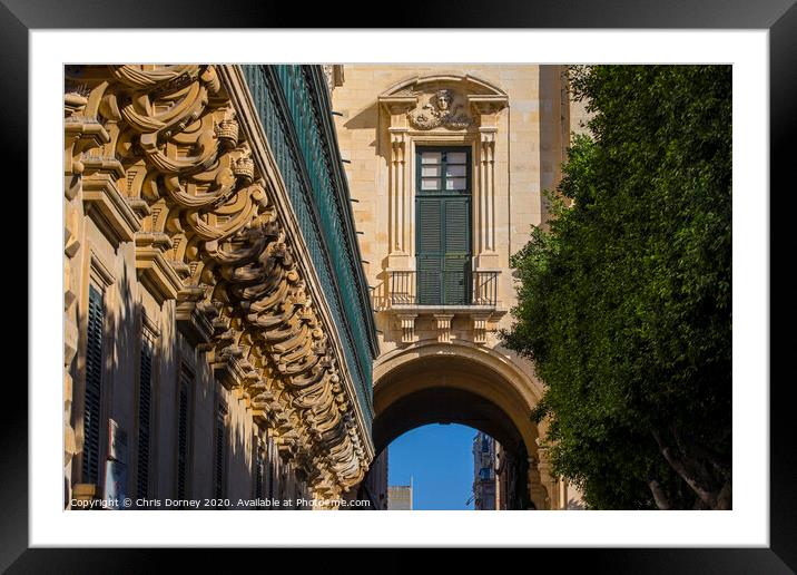 The Grandmasters Palace in Valletta Framed Mounted Print by Chris Dorney