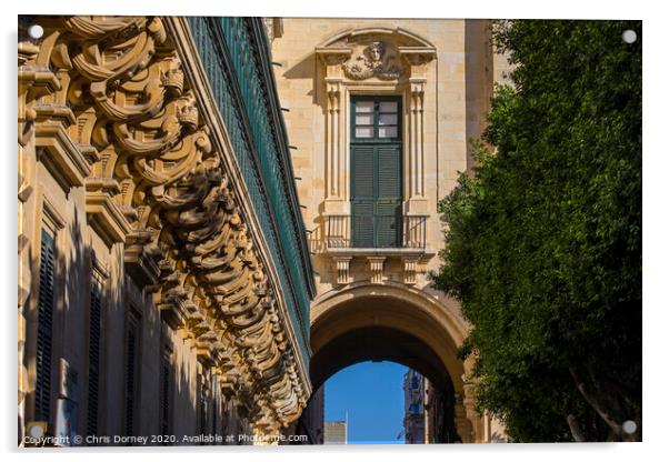 The Grandmasters Palace in Valletta Acrylic by Chris Dorney