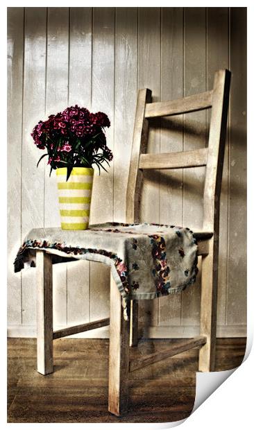 Chair and Flowers Print by Simon Gladwin