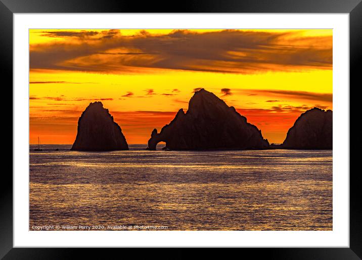 Sunset The Arch Cabo San Lucas Mexico Framed Mounted Print by William Perry