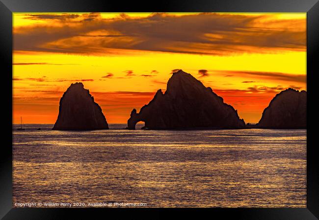 Sunset The Arch Cabo San Lucas Mexico Framed Print by William Perry