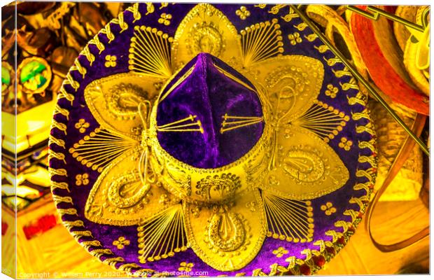 Colorful Mexican Sombrero Handicrafts Los Cabos Mexico Canvas Print by William Perry