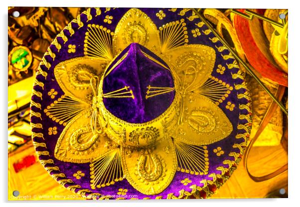 Colorful Mexican Sombrero Handicrafts Los Cabos Mexico Acrylic by William Perry