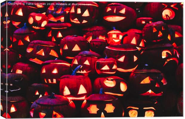 Glowing Halloween Pumpkins  Canvas Print by Taina Sohlman