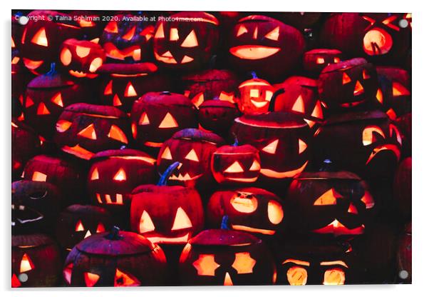 Glowing Halloween Pumpkins  Acrylic by Taina Sohlman