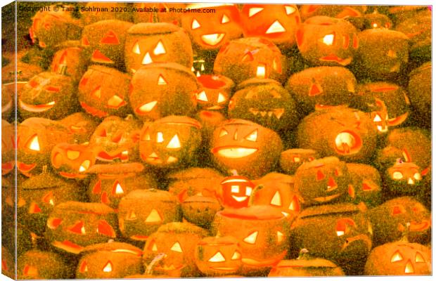 Glowing Halloween Pumpkins Canvas Print by Taina Sohlman