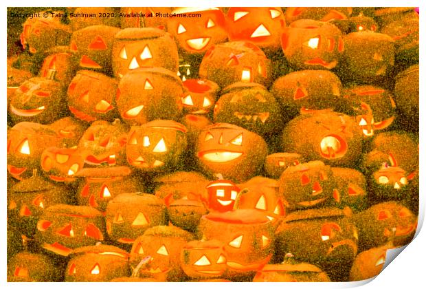 Glowing Halloween Pumpkins Print by Taina Sohlman