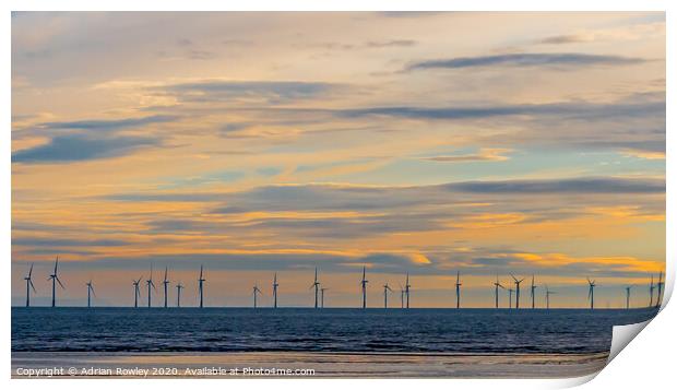 Wind Farm over the Mersey Print by Adrian Rowley