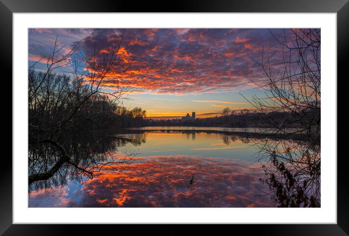 Dusk at Roswell Pits, Ely, 17th January 2017 Framed Mounted Print by Andrew Sharpe