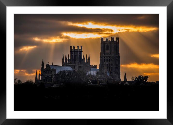 Ely Cathedral, from Roswell Pits, Cambridgeshire Framed Mounted Print by Andrew Sharpe