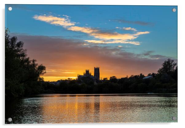 Sunset behind Ely Cathedral, from Roswell Pits, 11th October 2020 Acrylic by Andrew Sharpe