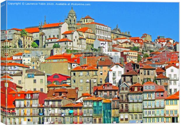Oporto Houses and Cathedral Canvas Print by Laurence Tobin