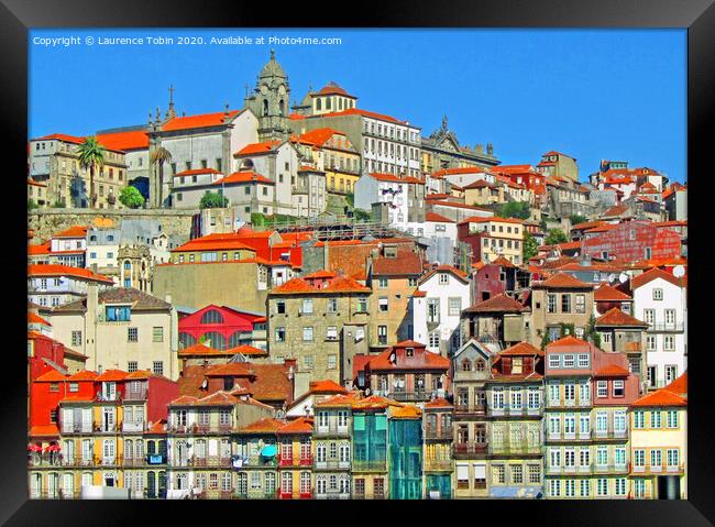 Oporto Houses and Cathedral Framed Print by Laurence Tobin