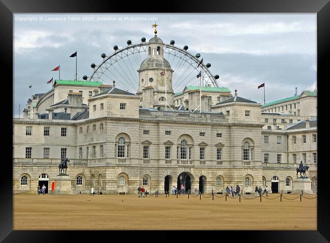Horse Guards Parade and London Eye Framed Print by Laurence Tobin