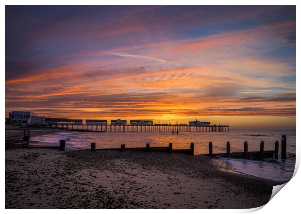 Dawn over Southwold Pier, 10th June 2017 Print by Andrew Sharpe