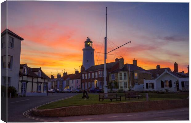 Sunset behind Southwold lighthouse, 3rd June 2017 Canvas Print by Andrew Sharpe