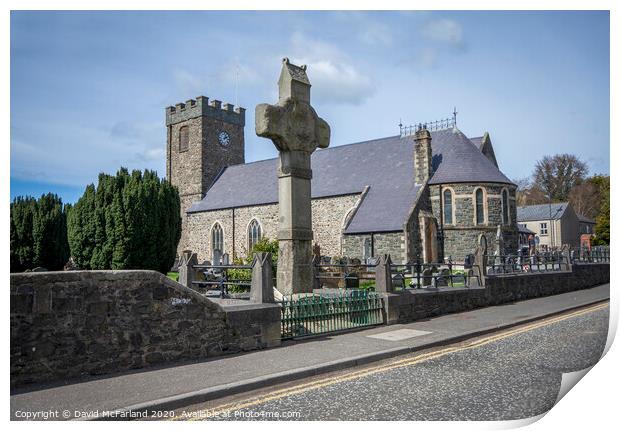 Dromore Cathedral and Cross, Northern Ireland Print by David McFarland