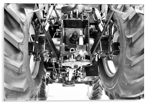 A close up of Farm Tractors with engine Acrylic by M. J. Photography