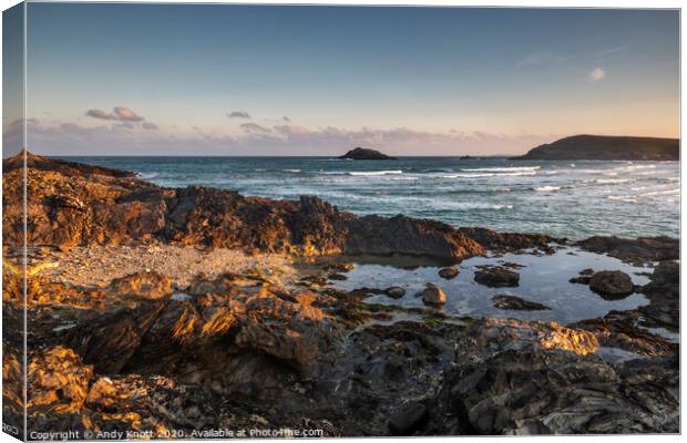 West Pentire Rocks Canvas Print by Andy Knott