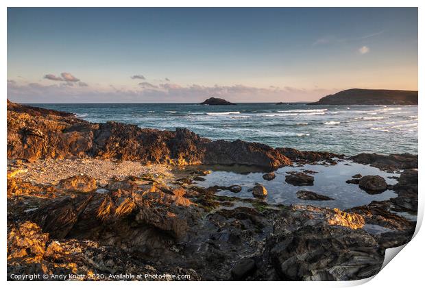 West Pentire Rocks Print by Andy Knott