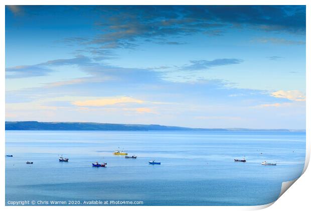 Boats moored in the bay Print by Chris Warren