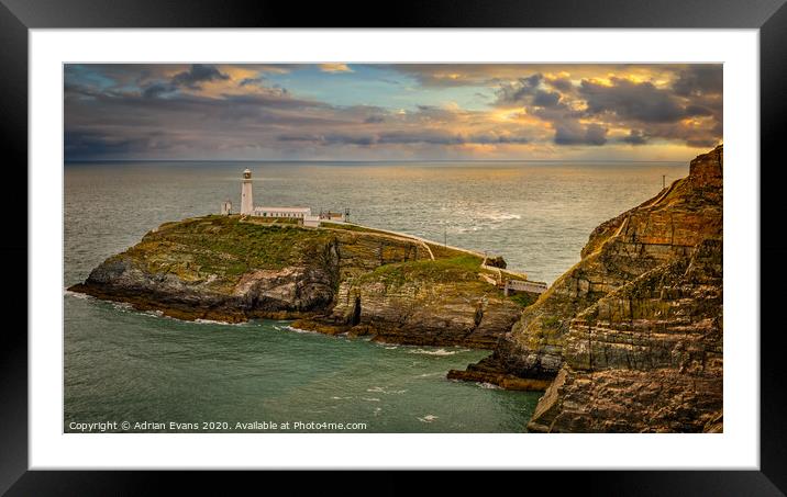 South Stack Lighthouse Anglesey Framed Mounted Print by Adrian Evans